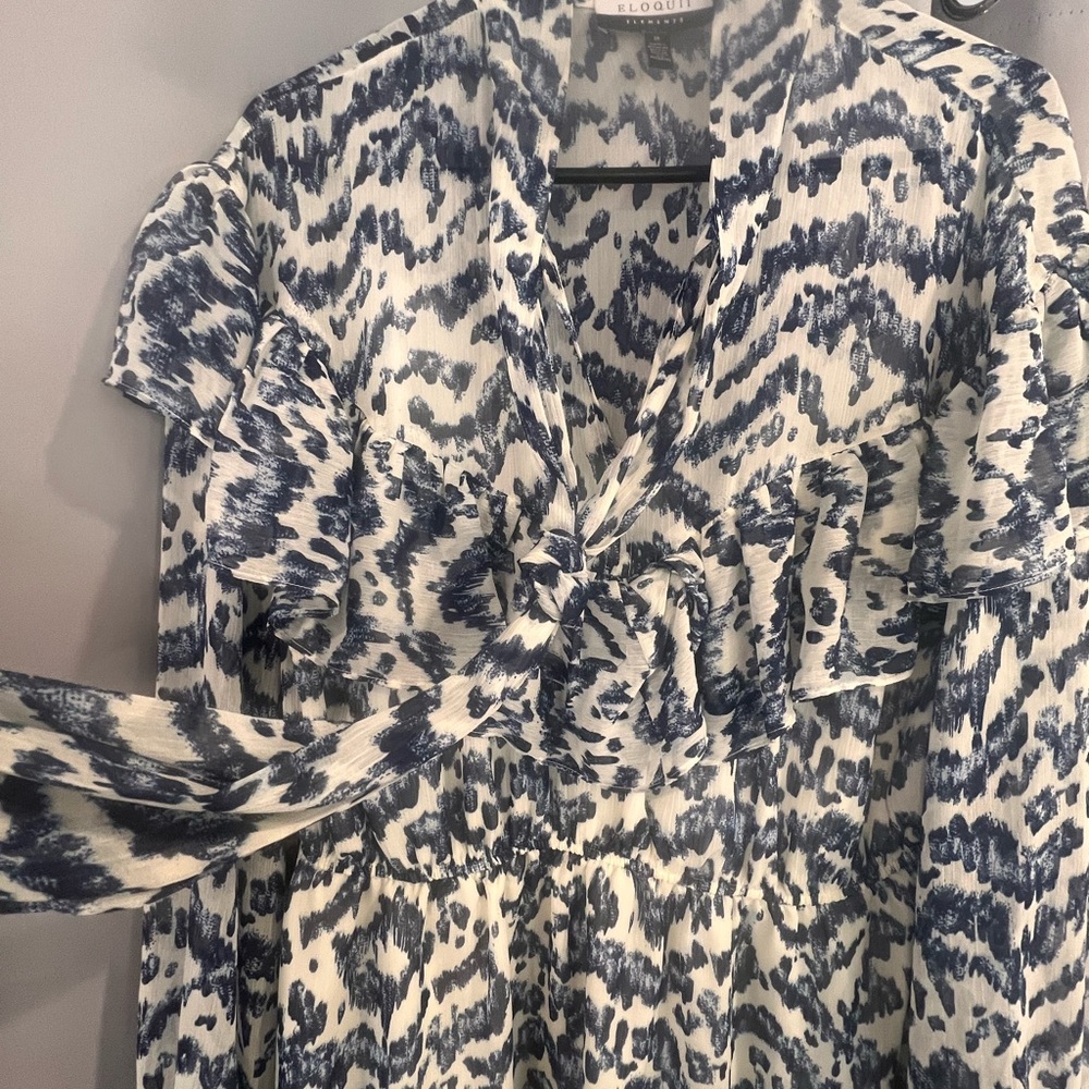 EUC Eloquii Blue and White Long Sleeve Dress - Picture 3 of 7